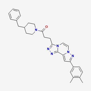 1-(4-benzylpiperidin-1-yl)-3-[11-(3,4-dimethylphenyl)-3,4,6,9,10-pentaazatricyclo[7.3.0.0^{2,6}]dodeca-1(12),2,4,7,10-pentaen-5-yl]propan-1-one