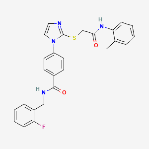 N-[(2-fluorophenyl)methyl]-4-[2-({[(2-methylphenyl)carbamoyl]methyl}sulfanyl)-1H-imidazol-1-yl]benzamide