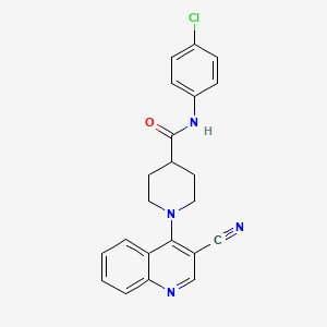 molecular formula C22H19ClN4O B6580975 N-(4-chlorophenyl)-1-(3-cyanoquinolin-4-yl)piperidine-4-carboxamide CAS No. 1207038-50-3
