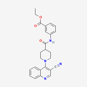molecular formula C25H24N4O3 B6580985 ethyl 3-[1-(3-cyanoquinolin-4-yl)piperidine-4-amido]benzoate CAS No. 1206987-93-0