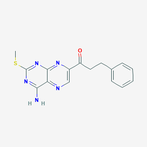 molecular formula C16H15N5OS B065810 1-[4-Amino-2-(methylthio)-7-pteridinyl]-3-phenyl-1-propanone CAS No. 185628-24-4