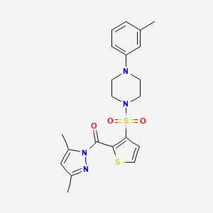 molecular formula C21H24N4O3S2 B6581006 1-{[2-(3,5-dimethyl-1H-pyrazole-1-carbonyl)thiophen-3-yl]sulfonyl}-4-(3-methylphenyl)piperazine CAS No. 1207027-56-2