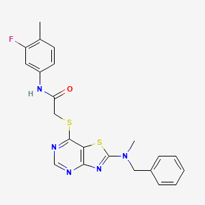 molecular formula C22H20FN5OS2 B6581045 2-({2-[benzyl(methyl)amino]-[1,3]thiazolo[4,5-d]pyrimidin-7-yl}sulfanyl)-N-(3-fluoro-4-methylphenyl)acetamide CAS No. 1189994-63-5