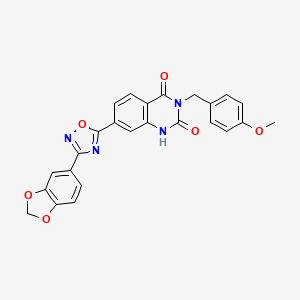 molecular formula C25H18N4O6 B6581076 7-[3-(2H-1,3-benzodioxol-5-yl)-1,2,4-oxadiazol-5-yl]-3-[(4-methoxyphenyl)methyl]-1,2,3,4-tetrahydroquinazoline-2,4-dione CAS No. 1207043-42-2