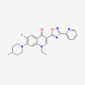molecular formula C24H24FN5O2 B6581098 1-ethyl-6-fluoro-7-(4-methylpiperidin-1-yl)-3-[3-(pyridin-2-yl)-1,2,4-oxadiazol-5-yl]-1,4-dihydroquinolin-4-one CAS No. 1111027-18-9
