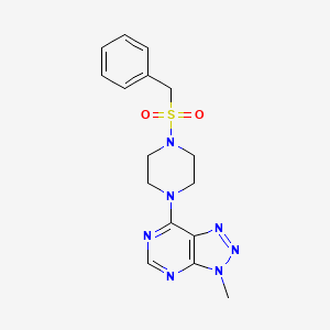 molecular formula C16H19N7O2S B6581111 1-{3-methyl-3H-[1,2,3]triazolo[4,5-d]pyrimidin-7-yl}-4-phenylmethanesulfonylpiperazine CAS No. 1070862-13-3