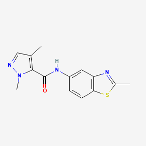 molecular formula C14H14N4OS B6581128 1,4-dimethyl-N-(2-methyl-1,3-benzothiazol-5-yl)-1H-pyrazole-5-carboxamide CAS No. 1207038-78-5