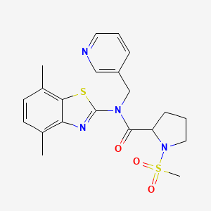 molecular formula C21H24N4O3S2 B6581134 N-(4,7-dimethyl-1,3-benzothiazol-2-yl)-1-methanesulfonyl-N-[(pyridin-3-yl)methyl]pyrrolidine-2-carboxamide CAS No. 1219140-65-4
