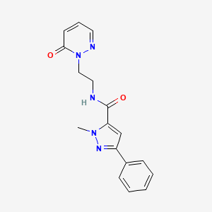 1-methyl-N-[2-(6-oxo-1,6-dihydropyridazin-1-yl)ethyl]-3-phenyl-1H-pyrazole-5-carboxamide