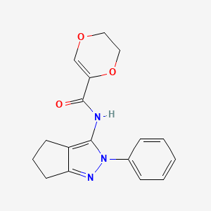 N-{2-phenyl-2H,4H,5H,6H-cyclopenta[c]pyrazol-3-yl}-5,6-dihydro-1,4-dioxine-2-carboxamide