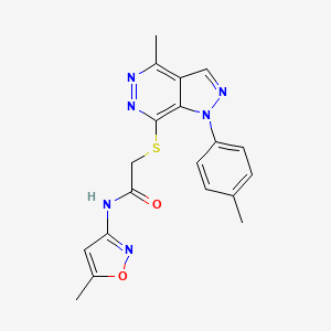 molecular formula C19H18N6O2S B6581188 N-(5-methyl-1,2-oxazol-3-yl)-2-{[4-methyl-1-(4-methylphenyl)-1H-pyrazolo[3,4-d]pyridazin-7-yl]sulfanyl}acetamide CAS No. 1207028-60-1