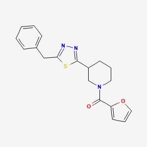 molecular formula C19H19N3O2S B6581196 3-(5-benzyl-1,3,4-thiadiazol-2-yl)-1-(furan-2-carbonyl)piperidine CAS No. 1203325-65-8