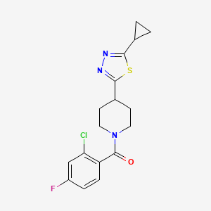 molecular formula C17H17ClFN3OS B6581220 1-(2-chloro-4-fluorobenzoyl)-4-(5-cyclopropyl-1,3,4-thiadiazol-2-yl)piperidine CAS No. 1203245-85-5