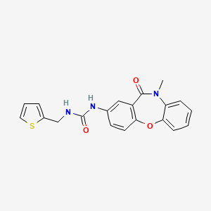 molecular formula C20H17N3O3S B6581235 1-{9-methyl-10-oxo-2-oxa-9-azatricyclo[9.4.0.0^{3,8}]pentadeca-1(11),3(8),4,6,12,14-hexaen-13-yl}-3-[(thiophen-2-yl)methyl]urea CAS No. 1203401-98-2