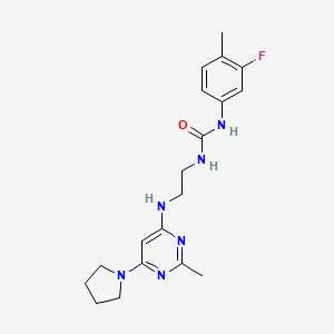 molecular formula C19H25FN6O B6581243 1-(3-fluoro-4-methylphenyl)-3-(2-{[2-methyl-6-(pyrrolidin-1-yl)pyrimidin-4-yl]amino}ethyl)urea CAS No. 1203400-52-5