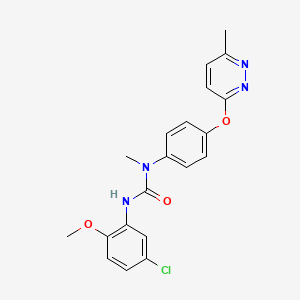 molecular formula C20H19ClN4O3 B6581258 3-(5-chloro-2-methoxyphenyl)-1-methyl-1-{4-[(6-methylpyridazin-3-yl)oxy]phenyl}urea CAS No. 1207004-83-8
