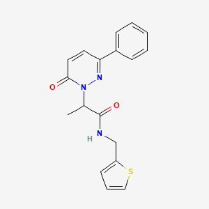 molecular formula C18H17N3O2S B6581262 2-(6-oxo-3-phenyl-1,6-dihydropyridazin-1-yl)-N-[(thiophen-2-yl)methyl]propanamide CAS No. 1203305-40-1