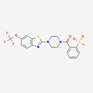 molecular formula C20H18F3N3O4S2 B6581268 2-[4-(2-methanesulfonylbenzoyl)piperazin-1-yl]-6-(trifluoromethoxy)-1,3-benzothiazole CAS No. 1203182-12-0