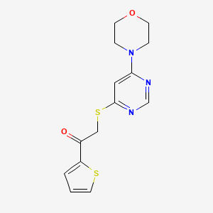 molecular formula C14H15N3O2S2 B6581276 2-{[6-(morpholin-4-yl)pyrimidin-4-yl]sulfanyl}-1-(thiophen-2-yl)ethan-1-one CAS No. 1203182-82-4