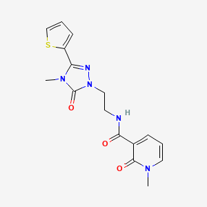 molecular formula C16H17N5O3S B6581285 1-methyl-N-{2-[4-methyl-5-oxo-3-(thiophen-2-yl)-4,5-dihydro-1H-1,2,4-triazol-1-yl]ethyl}-2-oxo-1,2-dihydropyridine-3-carboxamide CAS No. 1203162-91-7