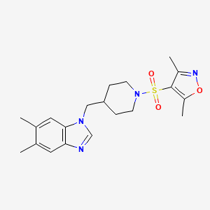 molecular formula C20H26N4O3S B6581317 1-({1-[(3,5-dimethyl-1,2-oxazol-4-yl)sulfonyl]piperidin-4-yl}methyl)-5,6-dimethyl-1H-1,3-benzodiazole CAS No. 1207022-43-2