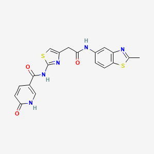 molecular formula C19H15N5O3S2 B6581329 N-(4-{[(2-methyl-1,3-benzothiazol-5-yl)carbamoyl]methyl}-1,3-thiazol-2-yl)-6-oxo-1,6-dihydropyridine-3-carboxamide CAS No. 1203260-79-0