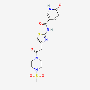 molecular formula C16H19N5O5S2 B6581335 N-{4-[2-(4-methanesulfonylpiperazin-1-yl)-2-oxoethyl]-1,3-thiazol-2-yl}-6-oxo-1,6-dihydropyridine-3-carboxamide CAS No. 1203021-10-6
