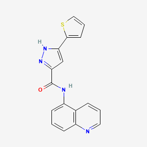 molecular formula C17H12N4OS B6581406 N-(quinolin-5-yl)-3-(thiophen-2-yl)-1H-pyrazole-5-carboxamide CAS No. 1239692-76-2
