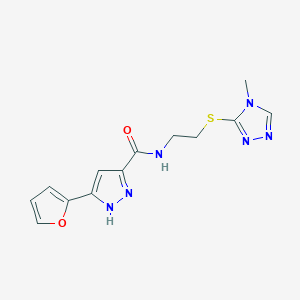 molecular formula C13H14N6O2S B6581440 5-(furan-2-yl)-N-{2-[(4-methyl-4H-1,2,4-triazol-3-yl)sulfanyl]ethyl}-1H-pyrazole-3-carboxamide CAS No. 1239460-38-8