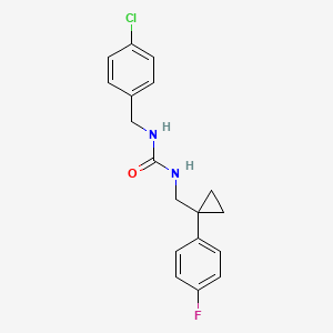 molecular formula C18H18ClFN2O B6581476 1-[(4-chlorophenyl)methyl]-3-{[1-(4-fluorophenyl)cyclopropyl]methyl}urea CAS No. 1207032-69-6