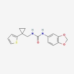 molecular formula C16H16N2O3S B6581482 1-(2H-1,3-benzodioxol-5-yl)-3-{[1-(thiophen-2-yl)cyclopropyl]methyl}urea CAS No. 1207052-25-2