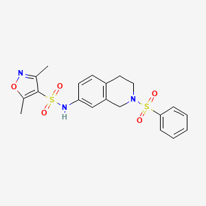 molecular formula C20H21N3O5S2 B6581540 N-[2-(benzenesulfonyl)-1,2,3,4-tetrahydroisoquinolin-7-yl]-3,5-dimethyl-1,2-oxazole-4-sulfonamide CAS No. 1206990-06-8