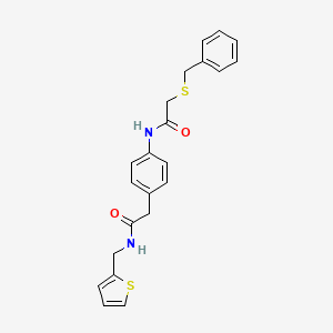 molecular formula C22H22N2O2S2 B6581560 2-{4-[2-(benzylsulfanyl)acetamido]phenyl}-N-[(thiophen-2-yl)methyl]acetamide CAS No. 1206990-30-8