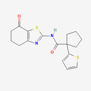 N-(7-oxo-4,5,6,7-tetrahydro-1,3-benzothiazol-2-yl)-1-(thiophen-2-yl)cyclopentane-1-carboxamide