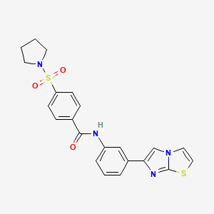 molecular formula C22H20N4O3S2 B6581654 N-(3-{imidazo[2,1-b][1,3]thiazol-6-yl}phenyl)-4-(pyrrolidine-1-sulfonyl)benzamide CAS No. 1210989-01-7