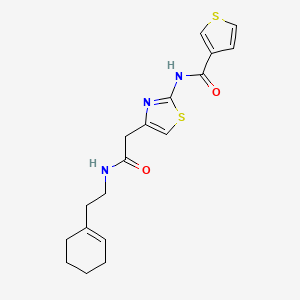 molecular formula C18H21N3O2S2 B6581676 N-[4-({[2-(cyclohex-1-en-1-yl)ethyl]carbamoyl}methyl)-1,3-thiazol-2-yl]thiophene-3-carboxamide CAS No. 1209606-79-0