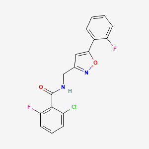 molecular formula C17H11ClF2N2O2 B6581690 2-chloro-6-fluoro-N-{[5-(2-fluorophenyl)-1,2-oxazol-3-yl]methyl}benzamide CAS No. 1209907-42-5