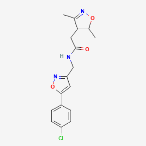 molecular formula C17H16ClN3O3 B6581708 N-{[5-(4-chlorophenyl)-1,2-oxazol-3-yl]methyl}-2-(3,5-dimethyl-1,2-oxazol-4-yl)acetamide CAS No. 1208959-14-1