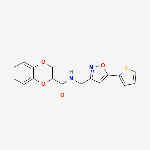 molecular formula C17H14N2O4S B6581709 N-{[5-(thiophen-2-yl)-1,2-oxazol-3-yl]methyl}-2,3-dihydro-1,4-benzodioxine-2-carboxamide CAS No. 1210357-44-0