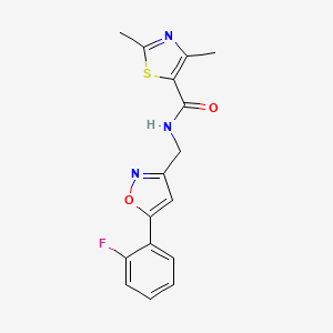 molecular formula C16H14FN3O2S B6581715 N-{[5-(2-fluorophenyl)-1,2-oxazol-3-yl]methyl}-2,4-dimethyl-1,3-thiazole-5-carboxamide CAS No. 1209231-00-4