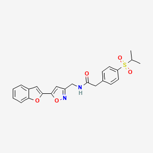 molecular formula C23H22N2O5S B6581739 N-{[5-(1-benzofuran-2-yl)-1,2-oxazol-3-yl]methyl}-2-[4-(propane-2-sulfonyl)phenyl]acetamide CAS No. 1209835-80-2