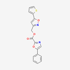 molecular formula C18H12N2O4S B6581758 [5-(thiophen-2-yl)-1,2-oxazol-3-yl]methyl 5-phenyl-1,3-oxazole-2-carboxylate CAS No. 1208711-30-1