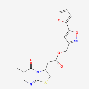 molecular formula C17H15N3O5S B6581771 [5-(furan-2-yl)-1,2-oxazol-3-yl]methyl 2-{6-methyl-5-oxo-2H,3H,5H-[1,3]thiazolo[3,2-a]pyrimidin-3-yl}acetate CAS No. 1208933-34-9