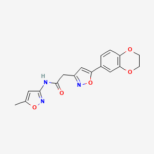 molecular formula C17H15N3O5 B6581813 2-[5-(2,3-dihydro-1,4-benzodioxin-6-yl)-1,2-oxazol-3-yl]-N-(5-methyl-1,2-oxazol-3-yl)acetamide CAS No. 1211156-87-4