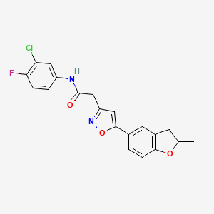 N-(3-chloro-4-fluorophenyl)-2-[5-(2-methyl-2,3-dihydro-1-benzofuran-5-yl)-1,2-oxazol-3-yl]acetamide
