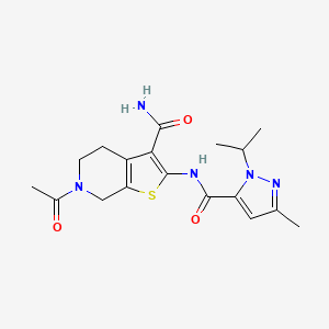 N-{6-acetyl-3-carbamoyl-4H,5H,6H,7H-thieno[2,3-c]pyridin-2-yl}-3-methyl-1-(propan-2-yl)-1H-pyrazole-5-carboxamide