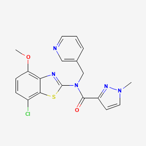 molecular formula C19H16ClN5O2S B6581837 N-(7-chloro-4-methoxy-1,3-benzothiazol-2-yl)-1-methyl-N-[(pyridin-3-yl)methyl]-1H-pyrazole-3-carboxamide CAS No. 1209902-82-8