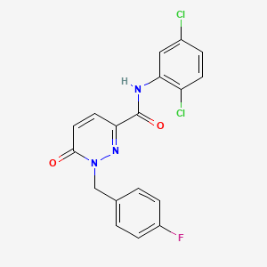 molecular formula C18H12Cl2FN3O2 B6581854 N-(2,5-dichlorophenyl)-1-[(4-fluorophenyl)methyl]-6-oxo-1,6-dihydropyridazine-3-carboxamide CAS No. 1203120-66-4