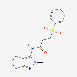 3-(benzenesulfonyl)-N-{2-methyl-2H,4H,5H,6H-cyclopenta[c]pyrazol-3-yl}propanamide