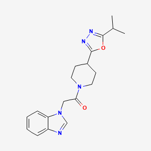 molecular formula C19H23N5O2 B6581880 2-(1H-1,3-benzodiazol-1-yl)-1-{4-[5-(propan-2-yl)-1,3,4-oxadiazol-2-yl]piperidin-1-yl}ethan-1-one CAS No. 1209233-69-1